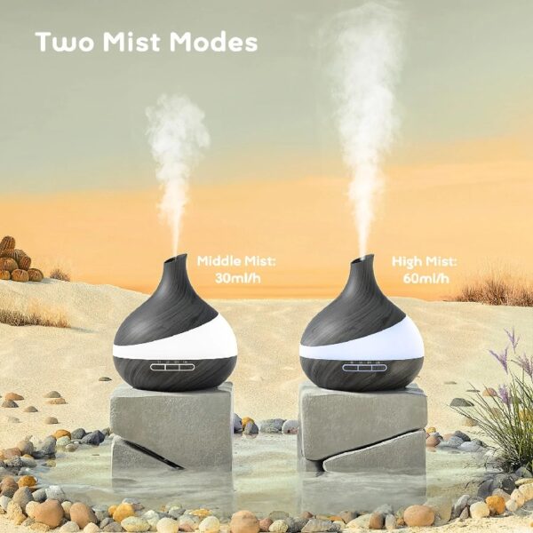 550ml Essential Oil Diffuser, Upgraded Oil Diffuser for Large Room, Cool Mist Humidifier Air Diffuser with Remote Control 4 Timer Setting 14 Color Lights Waterless Auto Shut-Off