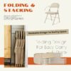Folding Chair 2 Pack, Convenient Leather Padded Folding Chairs, Outdoor and Indoor, Khaki