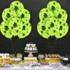 PMU Graduation Balloons 11 Inch PartyTex Premium Emerald Green with All-Over Print White Grad Caps-Confetti and Streamers Pkg/100