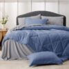 Light Purple Queen Comforter Set - 7 Pieces Reversible Queen Bed in a Bag, Queen Bed Set Light Purple and Grey with Comforters, Sheets, Pillowcases & Shams