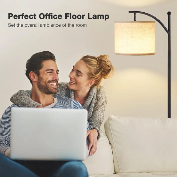 Floor Lamp, 62.2 in Tall, 1-Light, Modern, Beige Linen Shades