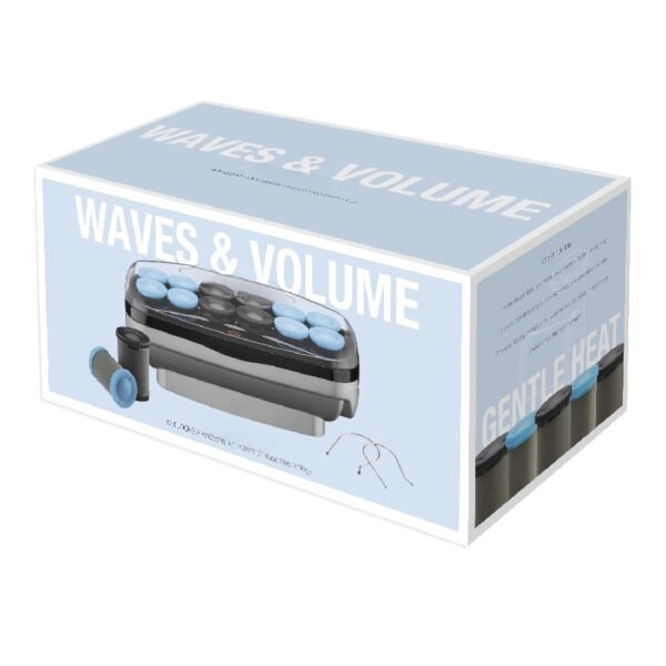 Professional Jumbo and Super-Jumbo Ceramic Hot Hair Rollers, 12 Piece Set, Blue