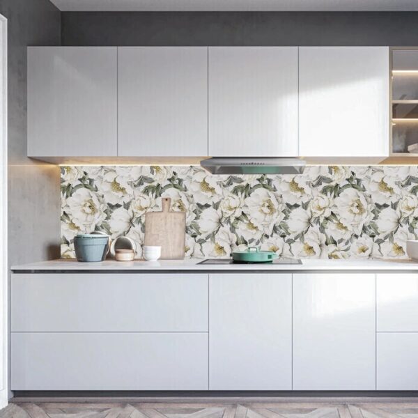 Beige Floral Contact Wallpaper 17.7 in x 236 in Peel and Stick Wallpaper Self-adhesive Removable Wall Paper for Home Decor Bedroom Livingroom Kitchen Wall Fabric and Furniture Renovation