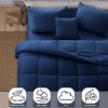Lux Decor Collection 5 Piece Queen Down Alternative Comforter Set, Washable Duvet Bedding Set - Quatrefoil Navy
