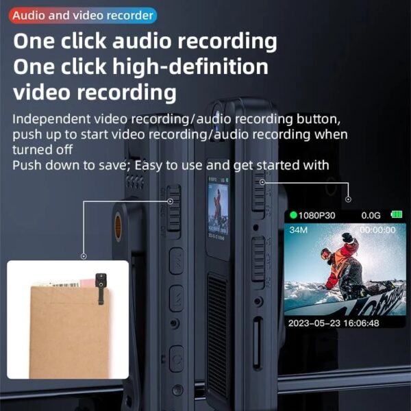 Mini Body Camera with Audio & Video Recording -1080p 64GB Camcorders -180° Rotatable Lens, with Night Vision, Loop Recording Worn Cams - for Personal Travel, Walking, Law Enforcement Outdoor