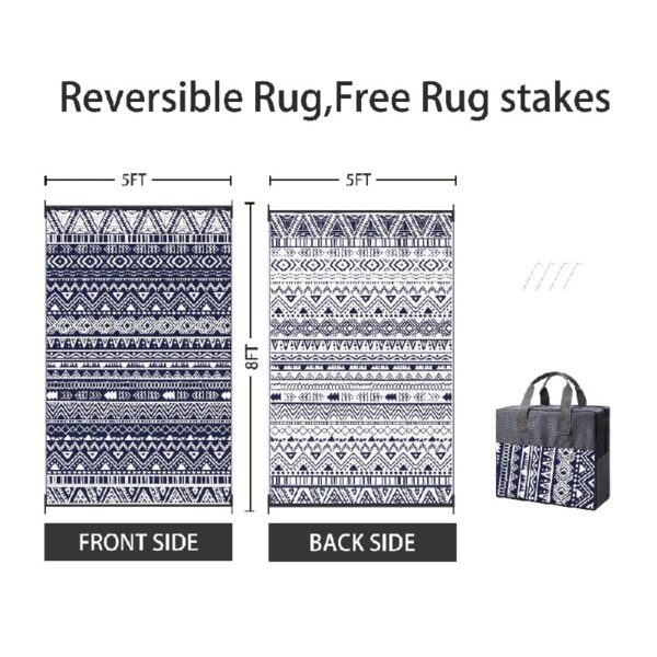 Outdoor Rugs Waterproof Plastic Straw Mat 6'x9' Reversible for RV Patio Deck Beach Black & Brown