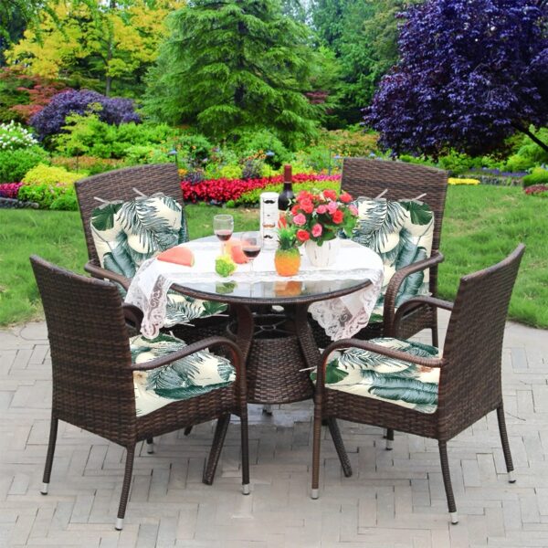 Outdoor Patio Cushion, Rocking Chair Cushion Set, Tufted Pads, Set of Upper and Lower with Ties Pack of 2 (2 Sets) - Back 21