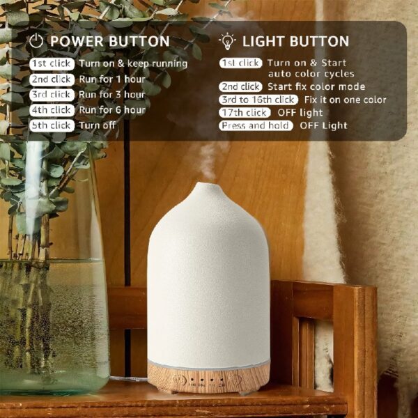 Essential Oil Diffuser,  250ML Ceramic Aromatherapy Night Lights Humidifiers for Bedroom