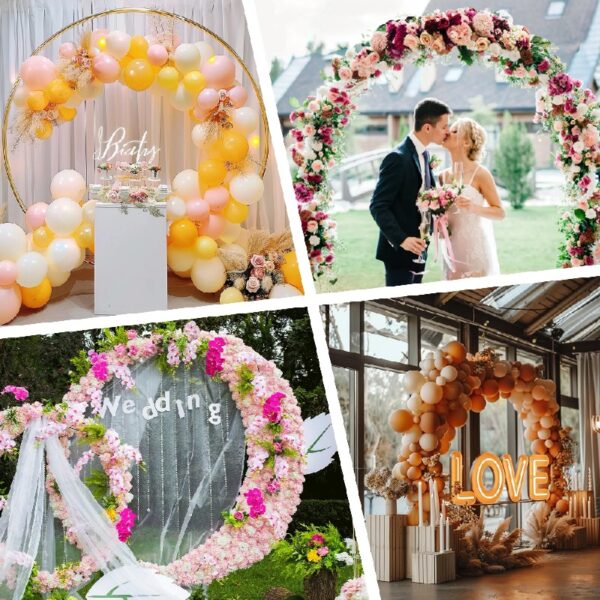 TINANA Round Balloon Arch Kit with Accessories, 7.2 Feet Balloon Hoop Stand, Gold Metal Balloon Circle Frame
