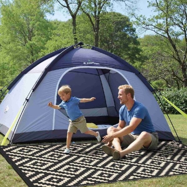 6'x 9' Outdoor Rug Plastic Waterproof Outside Foldable Mat UV Resistant Patio RV Deck Carpet,Black Brown