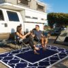 Outdoor Rugs Waterproof Plastic Straw Mat 6'x9' Reversible Patio Deck Beach Blue & White