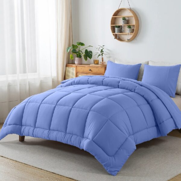Queen Size 3-Piece All-Season Down Alternative Comforter Set Deep Black | Comforter + Pillow Cases Bedding Set | Hotel Grade Bed in a Bag by
