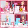 DollHouse with Colorful Light, Pretend Play Toddler Doll House Furniture Sets with 3 Dolls, 9 Rooms DIY , Creative Gift for Girls