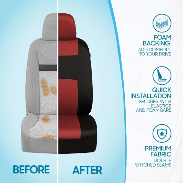 PolyPro Car Seat Covers Full Set in Charcoal on Black – Front and Rear Split Bench for Cars, Easy to Install Cover Set, Accessories Auto Trucks Van SUV
