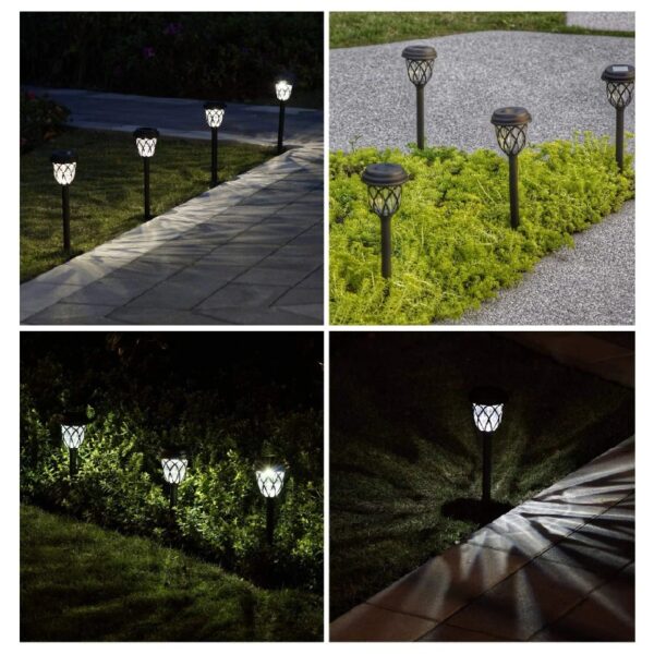 10 Pack Solar Lights Outdoor Decorative, Solar Pathway Lights Outdoor, Solar Powered Garden Yard Lights for Walkway Sidewalk Driveway. (Brown, Cool White)