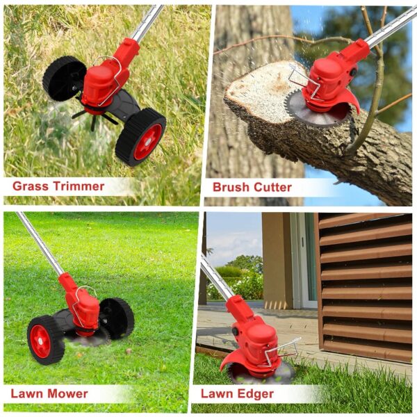 Cordless Weed Eaters, Battery Operated Weed Wacker, Weed Trimmer with 2 Batteries, Electric Grass Trimmer, Electric Edger for Lawns, 24V 650W Grass Cutting Machine, Green