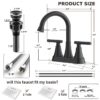 Bathroom Faucets 4 Inch Matte Black Bathroom Sink Faucet, Stainless Steel Lead-Free 2-Handle Centerset Faucet with Pop-up Drain and 2 Supply Hoses Fits 2 or 3-hole Sink
