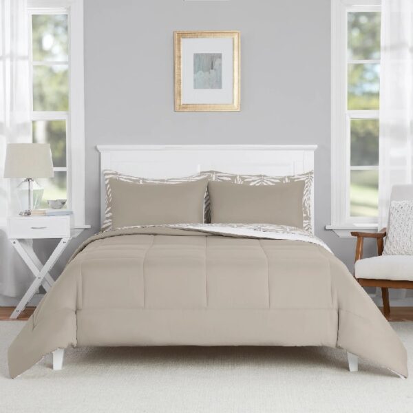 7 Piece Reversible Bed in a Bag Comforter Set with Sheets, Black, Queen