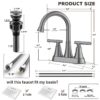 Bathroom Faucets 4 Inch Matte Black Bathroom Sink Faucet, Stainless Steel Lead-Free 2-Handle Centerset Faucet with Pop-up Drain and 2 Supply Hoses Fits 2 or 3-hole Sink