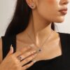 Women Heart Jewelry Set Necklace Earrings Ring 925 Sterling Silver February Birthstone Amethyst Wife Mother Birthday Valentine's Day Gift