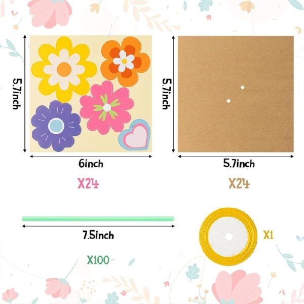 24 Pieces Flower Bouquet Craft Kit Mother'S Day Flower Bouquet Paper Craft Kit Colorful Diy Thankful Gift Craft for Teacher Appreciation Week Spring Handmade Project Classroom Activities