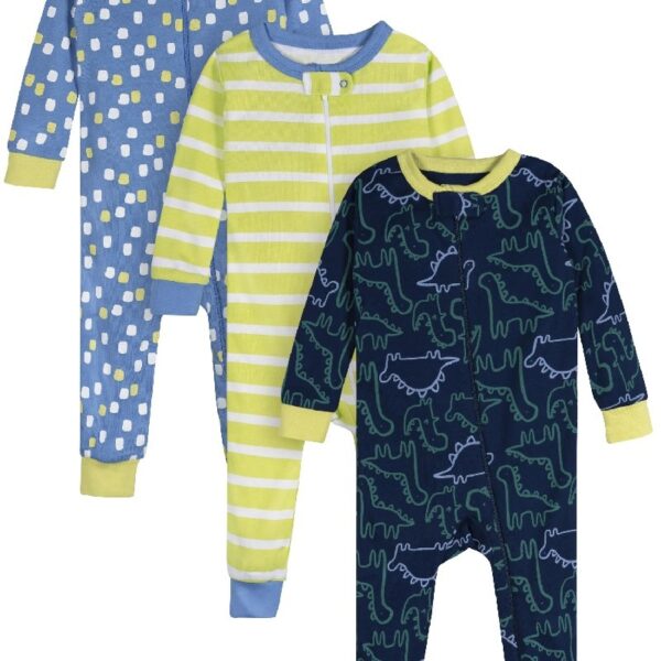 Brand Gender Neutral Footless Unionsuits, 3-Pack, Sizes 0/3 Months - 5T