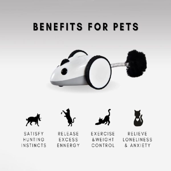 Instachew Purechase Smart Cat Toy, Interactive Automatic Mouse shaped Toy for Pets, App Enabled with Adjustable Speed, Flip Modes, Replaceable Plush Tail and USB Charging for Kittens and Dogs