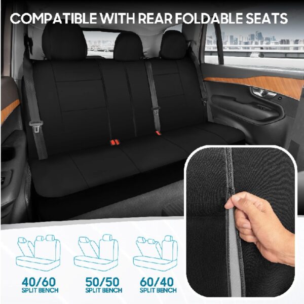 PolyPro Car Seat Covers Full Set in Charcoal on Black – Front and Rear Split Bench for Cars, Easy to Install Cover Set, Accessories Auto Trucks Van SUV