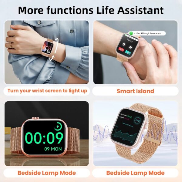 2025 New 1.85-inch Women's Smartwatch with Answer/Make Calls/120+Sports Modes/Two watch straps, IP68 Waterproof Fitness Tracker Fits for Android Iphone Devices（Gold Milan Steel Belt）