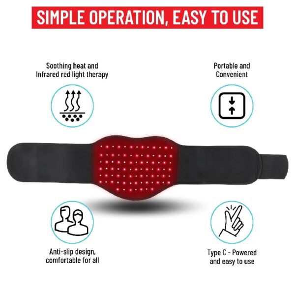 TRAKK Red Light Therapy Belt, Heat Wrap Red Light Therapy Device for Body