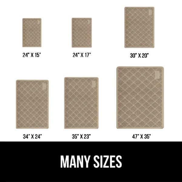 GRIP Cat Litter Box Mat, 35x23, Water Resistant Kitty Litter Trapping Mat, Textured Backing, Easy to Clean, Less Waste and Clean Floors, Kitten Supplies for Indoor Cats, Soft on Paws, Gray