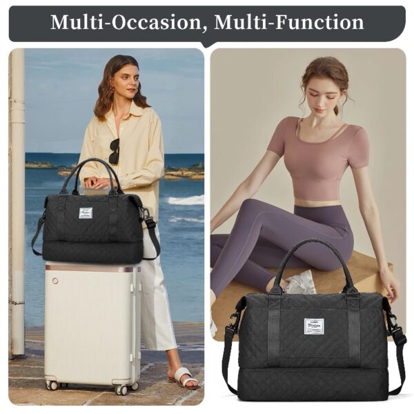 3b06e8c70ed34a31bea7b32d0176a305 Weekender Bags for Women, Travel Duffel Bags with Shoe Compartment,Personal Item Travel Bag for Airlines, Carry on Overnight Tote Bag for women,Beige&Brown