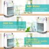Mini Portable Air Conditioner, Evaporative Air Cooler,Personal Air Cooling Fan and Humidifier with 4 Speeds 7 Colors for Room & Office Desk Outdoors Travel, White