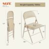 Folding Chair 2 Pack, Convenient Leather Padded Folding Chairs, Outdoor and Indoor, Khaki
