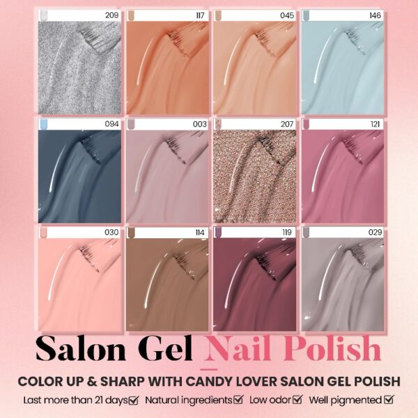 Candy Lover Gel Nail Polish Kit with UV LED Lamp, 12 Colors Cute Lady Gel Polish Starter Kit, All-in-One Quick Dry Soak Off Nail Gel Manicure Kit with DIY Tools Valentine Gift for Women