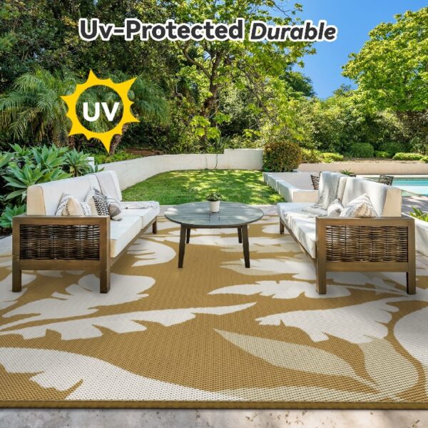 Outdoor Rug Carpet 5'x8' Waterproof Reversible Patio Rug Portable Indoor Outdoor Rug Plastic Straw Rug for Beach RV Camping Garden Picnic Deck Backyard Porch Decor Black