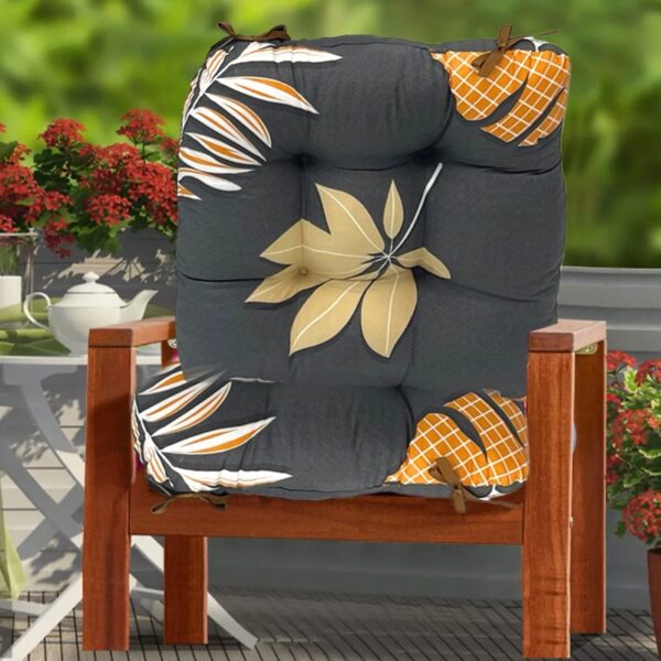 Outdoor Patio Cushion, Rocking Chair Cushion Set, Tufted Pads, Set of Upper and Lower with Ties Pack of 2 (2 Sets) - Back 21