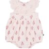 By Gerber Baby Girl Bubble Romper with Flutter Sleeves, Sizes 0/3 Months - 24 Months