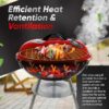 Gas One – 14-inch Portable Barbecue Grill with 3-Point Locking Lid for Heat Preservation – Dual Venting System – Small Charcoal Grill for Backyard, Camping, Boat