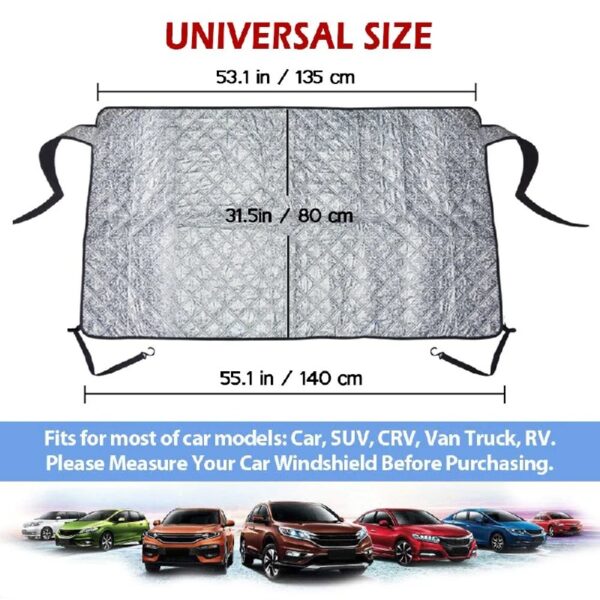 Front+Rear Car Snow Cover Windshield with Magnetic Edge, Winter Windscreen Cover Ice, Frost Snow and Wiper Protector for Car SUVs Vans Trucks and Sedan Stop Scraping