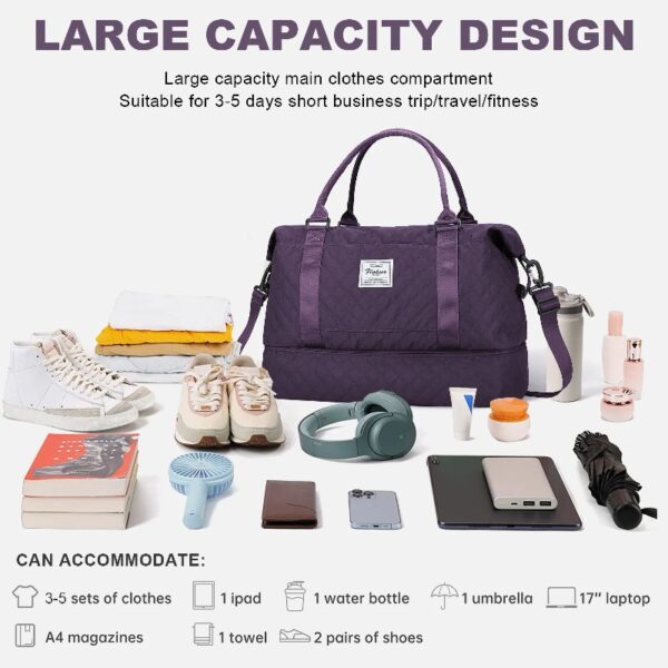 3c0835ffe4114d9aaaadb32d0176aa62 Weekender Bags for Women, Travel Duffel Bags with Shoe Compartment,Personal Item Travel Bag for Airlines, Carry on Overnight Tote Bag for women,Beige&Brown