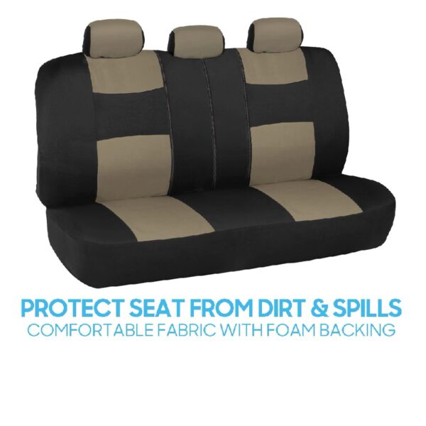 PolyPro Car Seat Covers Full Set in Charcoal on Black – Front and Rear Split Bench for Cars, Easy to Install Cover Set, Accessories Auto Trucks Van SUV