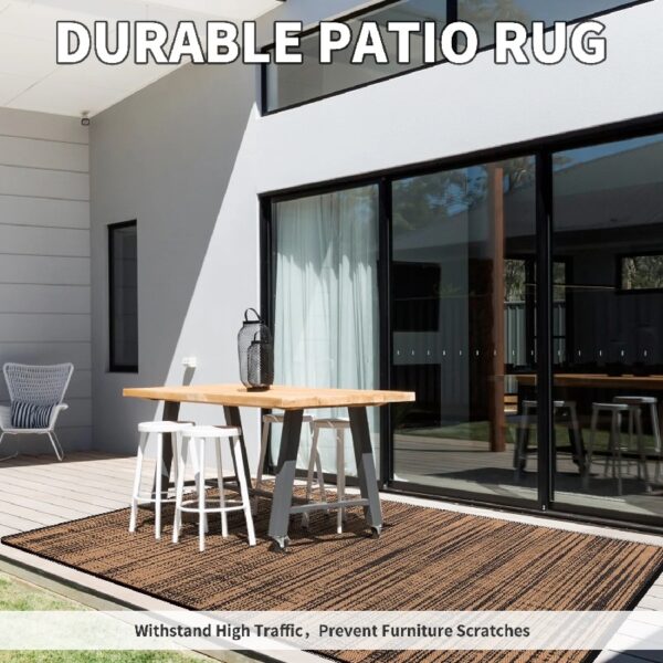 Outdoor Rug Carpet 6'x9' Waterproof Reversible Patio Rug Portable Modern Abstract Indoor Outdoor Rug Plastic Straw Rug for RV Camping Garden Picnic Deck Backyard Porch Decor Gray and White