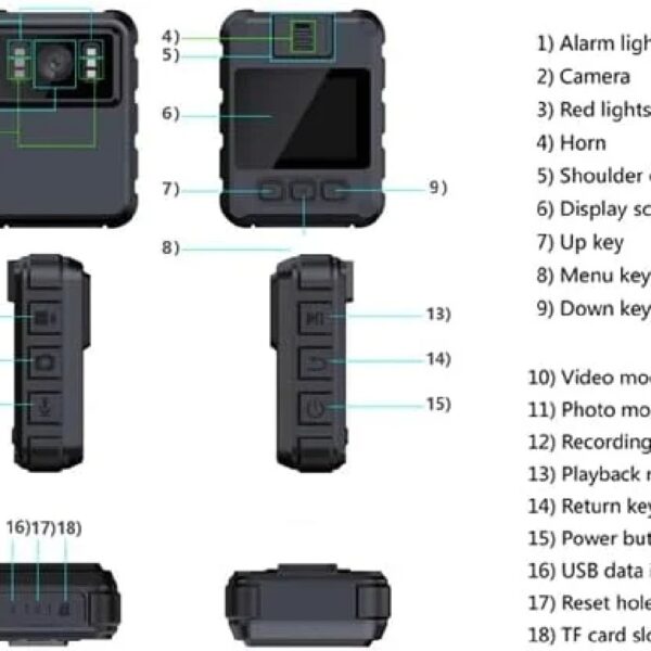 Police Body Cameras with Audio and Video Recording, Body Mounted Video Camera Built-in 64GB, Personal Wearable Cam with 2.0” Screen, Night Vision, IP65, for Police Law Enforcement, Security(No Wifi)