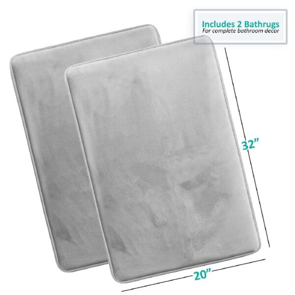 Nestl Set of 3 Absorbent Memory Foam Bath Mat Bathroom Rugs, Gray, Large 20