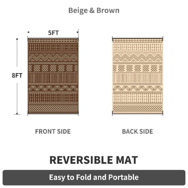 Outdoor Rug 6'x9' Waterproof Patio Rug Reversible Indoor Outdoor Rug Lightweight Plastic Straw Rug for RV Camping Deck Balcony Boho Porch Decor Dark Grey and White