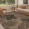 Outdoor Rug Carpet 5'x8' Waterproof Reversible Patio Rug Portable Indoor Outdoor Rug Plastic Straw Rug for Beach RV Camping Garden Picnic Deck Backyard Porch Decor Black