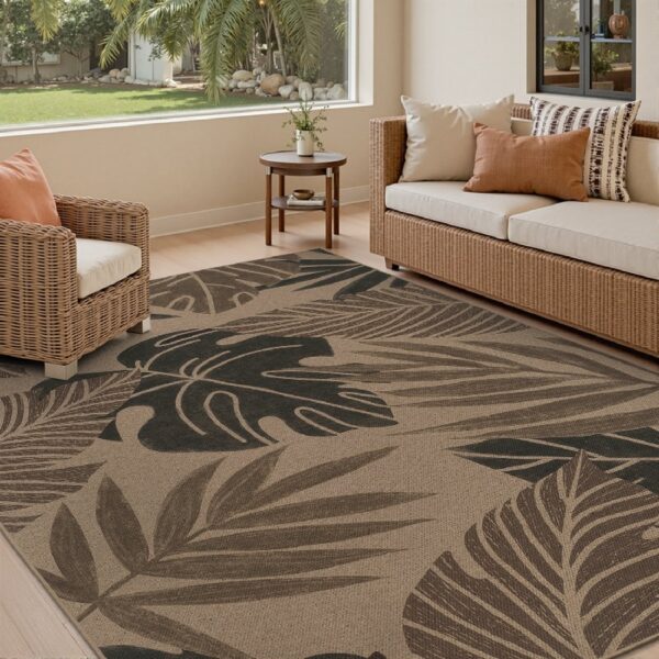 Outdoor Rug Carpet 5'x8' Waterproof Reversible Patio Rug Portable Indoor Outdoor Rug Plastic Straw Rug for Beach RV Camping Garden Picnic Deck Backyard Porch Decor Black