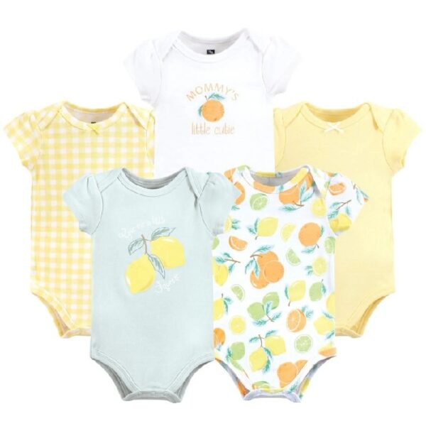 Short Sleeve Bodysuits, 5-Pack, Newborn- 24 Months