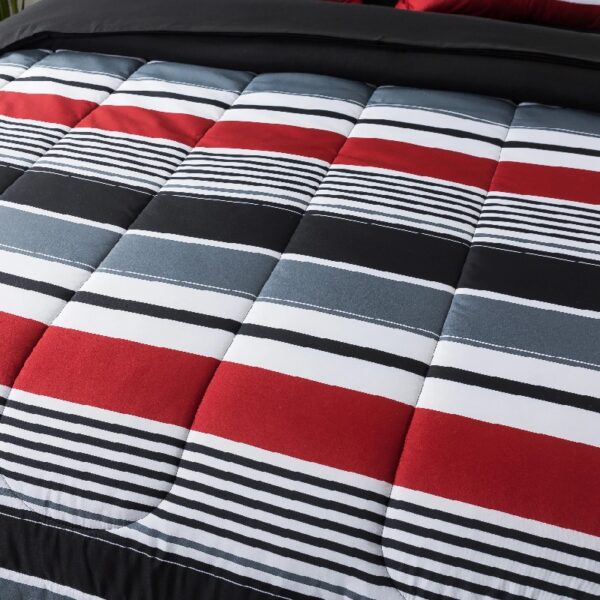 7 Piece Reversible Bed in a Bag Comforter Set with Sheets, Black, Queen